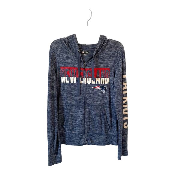 NFL New England Patriots Football Oversized Full Zipper Hoodie Navy Blue Small - Picture 1 of 8